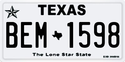 TX license plate BEM1598