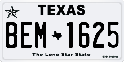 TX license plate BEM1625