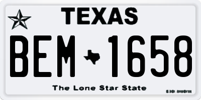 TX license plate BEM1658