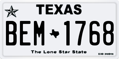 TX license plate BEM1768