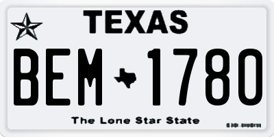 TX license plate BEM1780