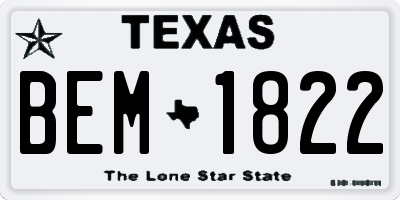 TX license plate BEM1822