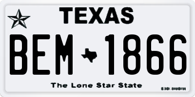 TX license plate BEM1866