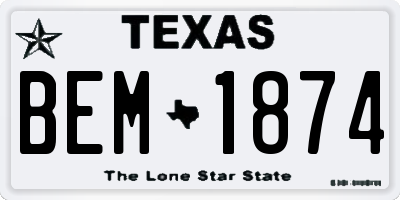 TX license plate BEM1874