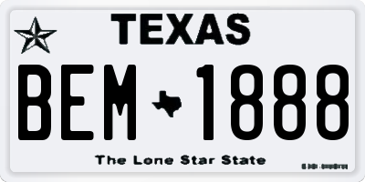TX license plate BEM1888