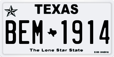 TX license plate BEM1914
