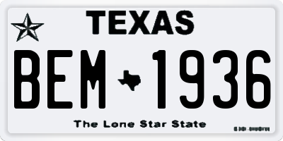 TX license plate BEM1936