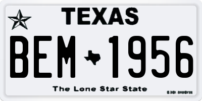 TX license plate BEM1956