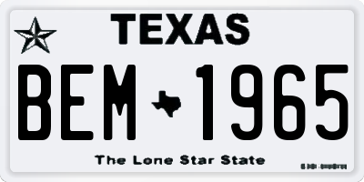 TX license plate BEM1965