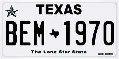 TX license plate BEM1970