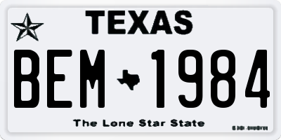 TX license plate BEM1984