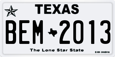 TX license plate BEM2013