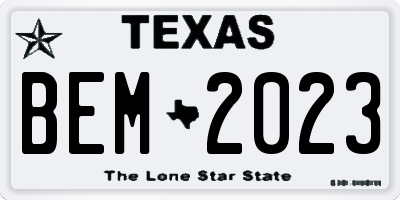 TX license plate BEM2023