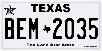 TX license plate BEM2035