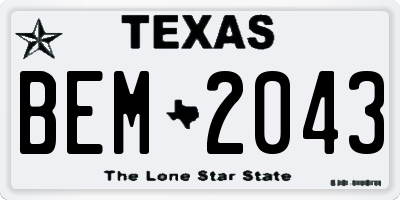 TX license plate BEM2043