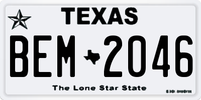 TX license plate BEM2046