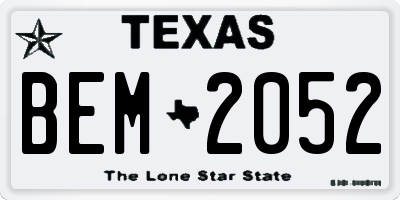 TX license plate BEM2052
