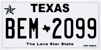 TX license plate BEM2099