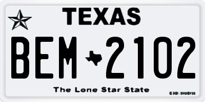TX license plate BEM2102