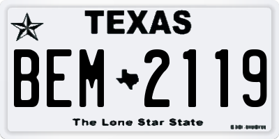 TX license plate BEM2119