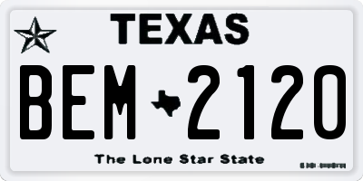 TX license plate BEM2120