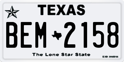 TX license plate BEM2158