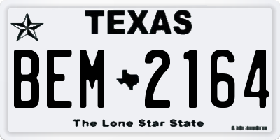 TX license plate BEM2164