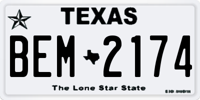 TX license plate BEM2174