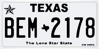 TX license plate BEM2178