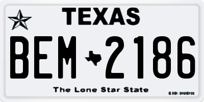 TX license plate BEM2186