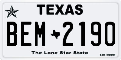 TX license plate BEM2190