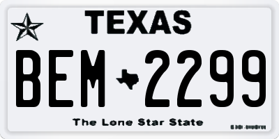 TX license plate BEM2299