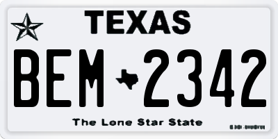 TX license plate BEM2342