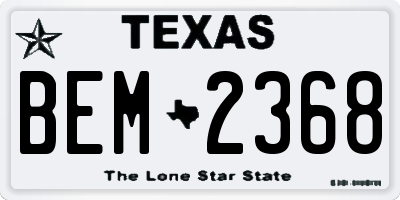 TX license plate BEM2368