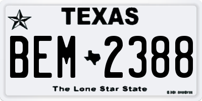 TX license plate BEM2388