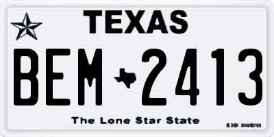TX license plate BEM2413