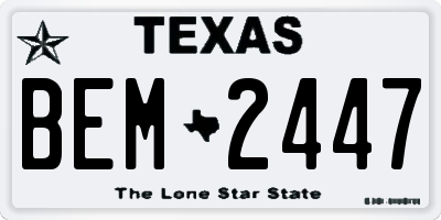 TX license plate BEM2447