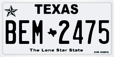 TX license plate BEM2475