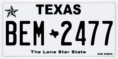 TX license plate BEM2477