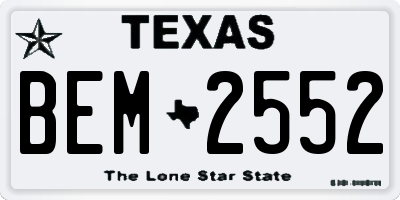 TX license plate BEM2552