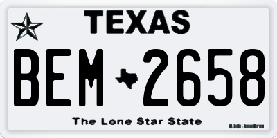 TX license plate BEM2658