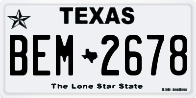 TX license plate BEM2678