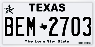 TX license plate BEM2703