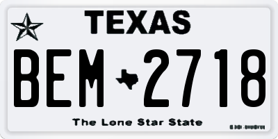 TX license plate BEM2718