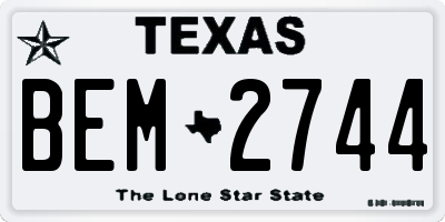 TX license plate BEM2744