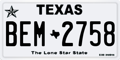 TX license plate BEM2758