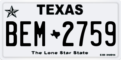 TX license plate BEM2759