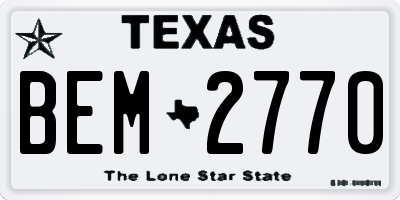 TX license plate BEM2770