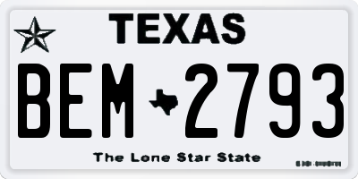 TX license plate BEM2793