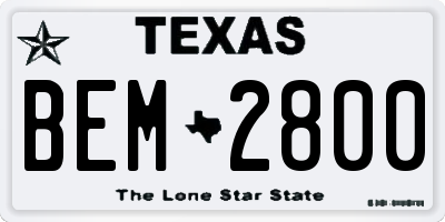 TX license plate BEM2800